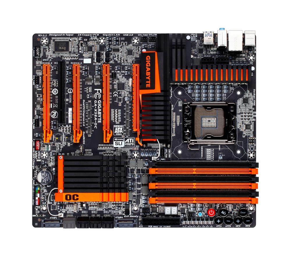 GA-X58A-OC(rev.1.0) Gigabyte Socket LGA 1366 Intel X58/ ICH10R Express Chipset Core i7 Series Processors Support DDR3 6x DIMM 6x SATA 3.0Gb/s Extended-ATX Motherboard (Refurbished) GA-X58A-OC (rev. 1.0)