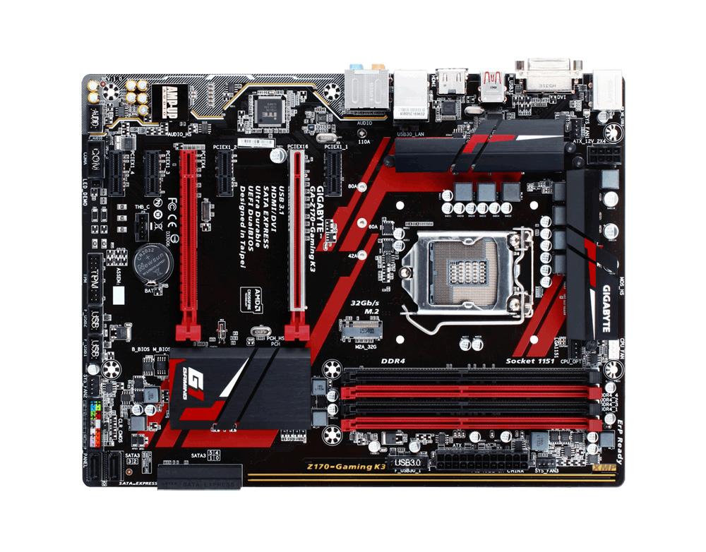 GA-Z170-GamingK3 Gigabyte Socket LGA 1151 Intel Z170 Express Chipset 7th/6th Generation Core i7 / i5/ i3 / Pentium / Celeron Processors Support DDR4 4x DIMM 6x SATA 6.0Gb/s ATX Motherboard (Refurbished) GA-Z170-Gaming K3