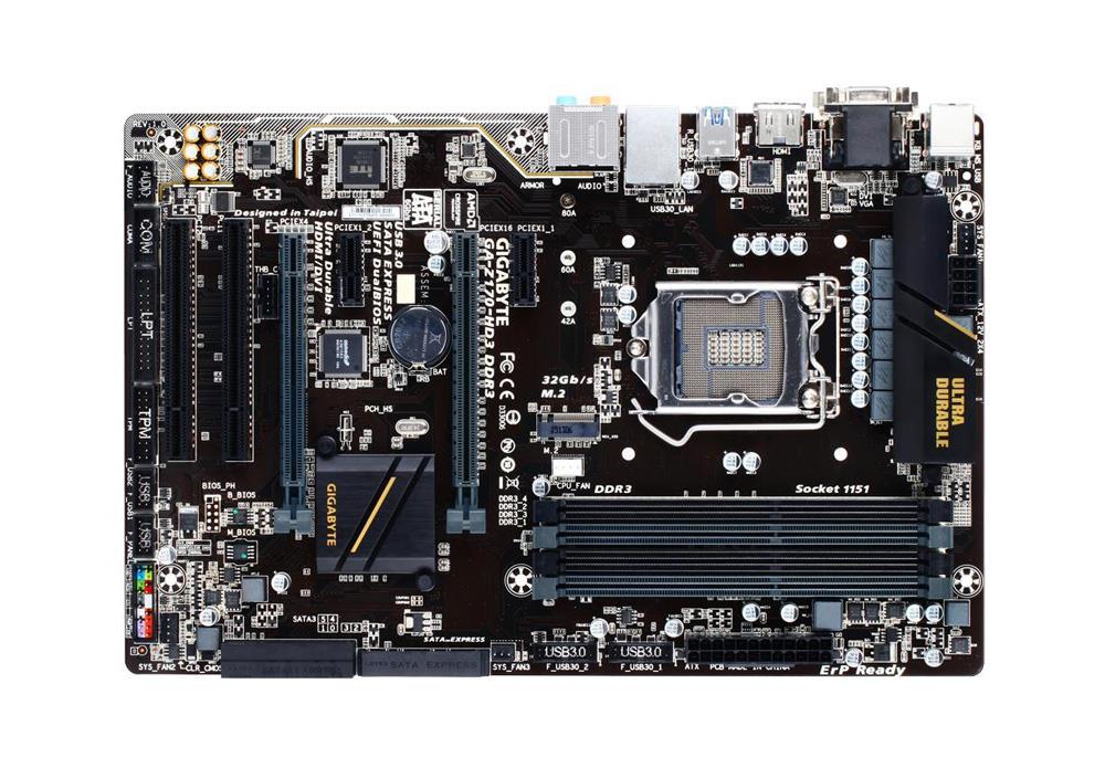 GA-Z170-HD3 DDR3 (rev. 1.0) Gigabyte Socket LGA 1151 Intel Z170 Express Chipset 7th/6th Generation Core i7 / i5 / i3 / Pentium / Celeron Processors Support DDR3 4x DIMM 6x SATA 6.0Gb/s ATX Motherboard  (Refurbished)