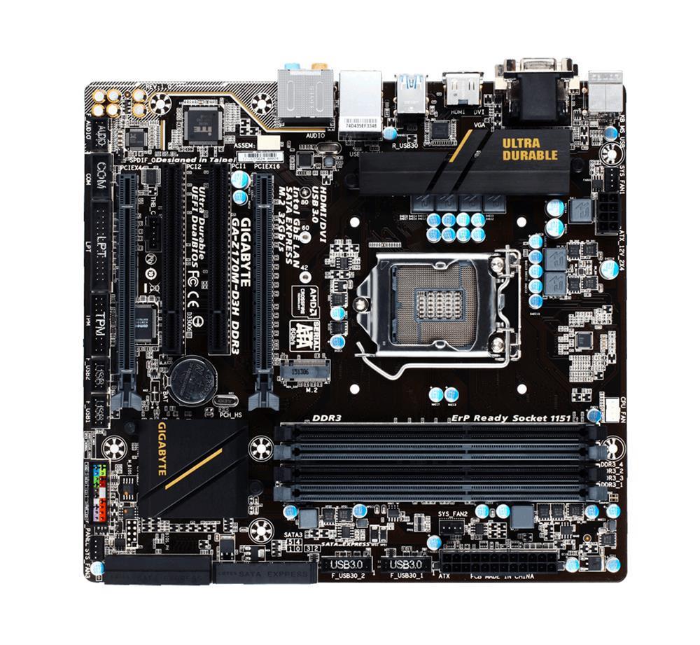 GA-Z170M-D3H DDR3 (rev. 1.0) Gigabyte Socket LGA 1151 Intel Z170 Express Chipset 7th/6th Generation Core i7 / i5/ i3 / Pentium / Celeron Processors Support DDR4 4x DIMM 6x SATA 6.0Gb/s Micro-ATX Motherboard  (Refurbished)
