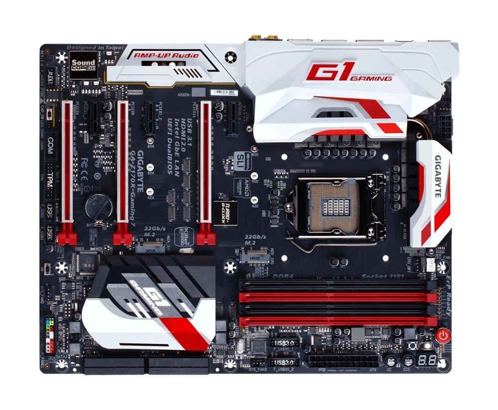 GA-Z170X-Gaming7-EU Gigabyte Socket LGA 1151 Intel Z170 Express Chipset 7th/6th Generation Core i7 / i5/ i3 / Pentium / Celeron Processors Support DDR4 4x DIMM 6x SATA 6.0Gb/s ATX Motherboard (Refurbished) GA-Z170X-Gaming 7-EU