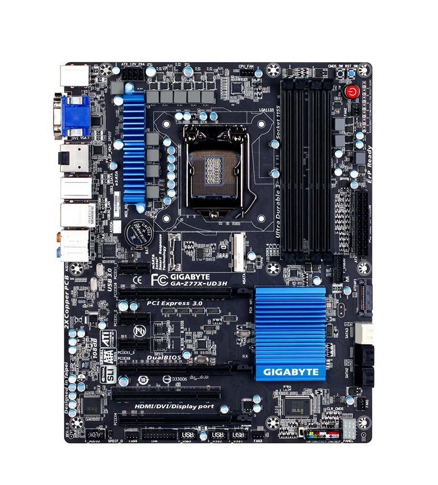 GA-Z77X-UD3H(rev.1.1) Gigabyte Socket LGA 1155 Intel Z77 Express Chipset Core i7 / i5 / i3 / Pentium / Celeron Processors Support DDR3 4x DIMM 2x SATA 6.0Gb/s ATX Motherboard (Refurbished) GA-Z77X-UD3H (rev. 1.1)