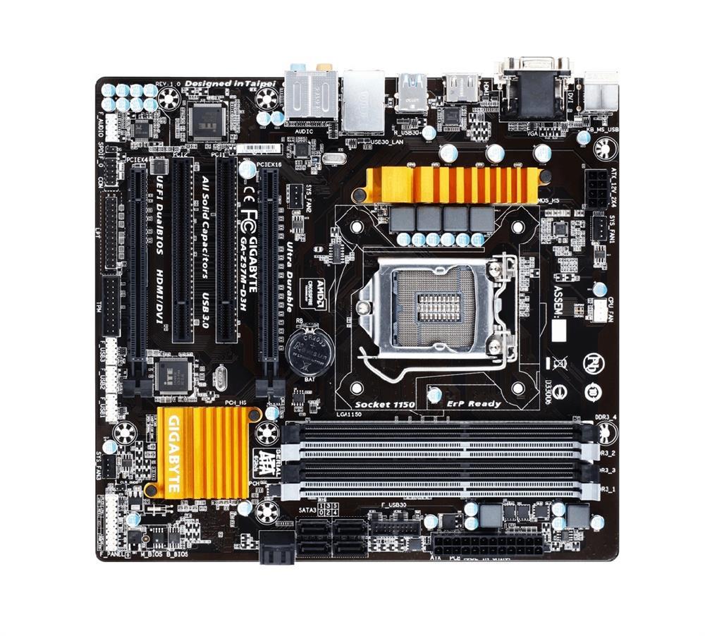 GA-Z97M-D3H(rev.1.1) Gigabyte Socket LGA 1150 Intel Z97 Express Chipset Core i7 / i5 / i3 / Pentium / Celeron Processors Support DDR3 4x DIMM 6x SATA 6.0Gb/s Micro-ATX Motherboard (Refurbished) GA-Z97M-D3H (rev. 1.1)