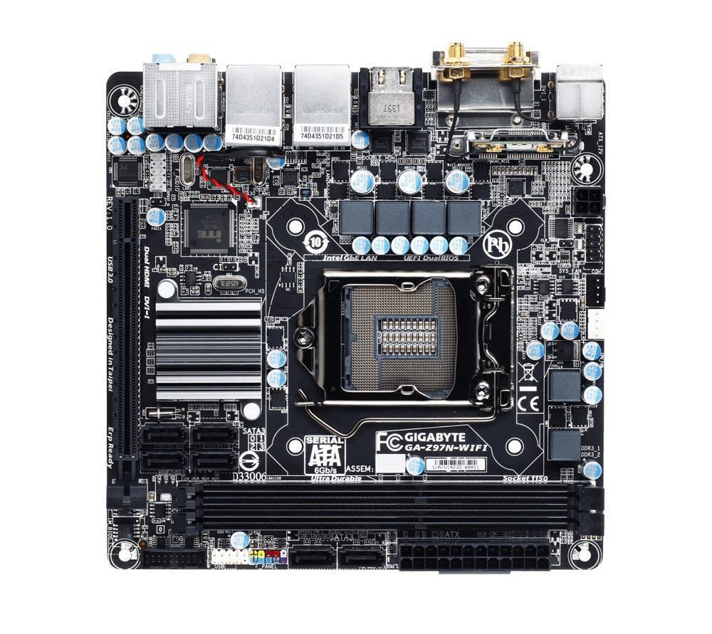 GA-Z97N-WIFI(rev.1.1) Gigabyte Socket LGA 1150 Intel Z97 Express Chipset Core i7 / i5 / i3 / Pentium / Celeron Processors Support DDR3 2x DIMM 6x SATA 6.0Gb/s ATX Motherboard (Refurbished) GA-Z97N-WIFI (rev. 1.1)