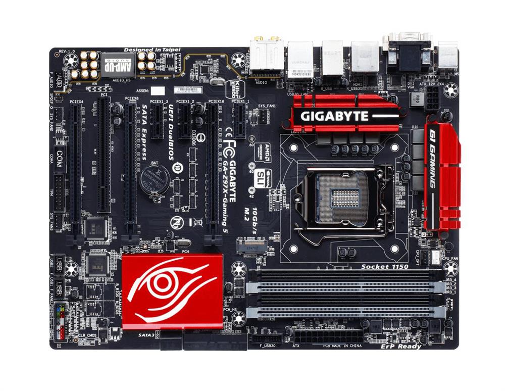 GA-Z97X-Gaming 5 Gigabyte Socket LGA 1150 Intel Z97 Express Chipset Core i7 / i5 / i3 / Pentium / Celeron Processors Support DDR3 4x DIMM 6x SATA 6.0Gb/s ATX Motherboard (Refurbished)