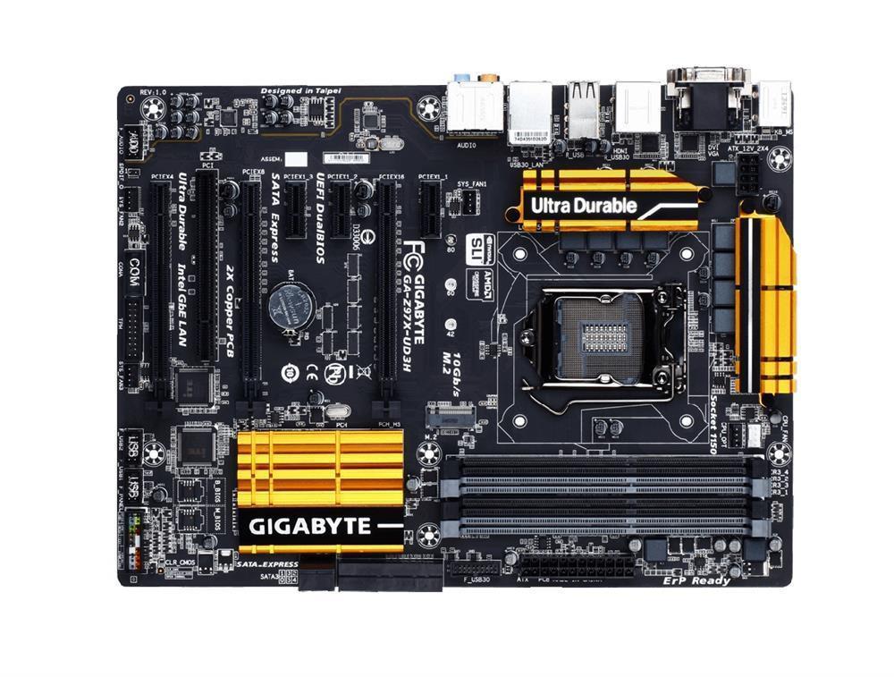 GA-Z97X-UD3H (rev. 1.0) Gigabyte Socket LGA 1150 Intel Z97 Express Chipset Core i7 / i5 / i3 / Pentium / Celeron Processors Support DDR3 4x DIMM 6x SATA 6.0Gb/s ATX Motherboard  (Refurbished)