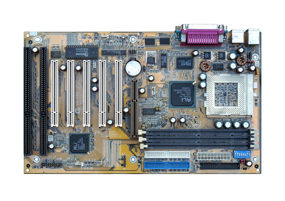 GA5AX Gigabyte Socket 7 ALI Aladdin V Chipset Intel MMX / AMD K6 / IBM / Cyrix IDT Processors Support SDRAM 3x DIMM ATX Motherboard (Refurbished)