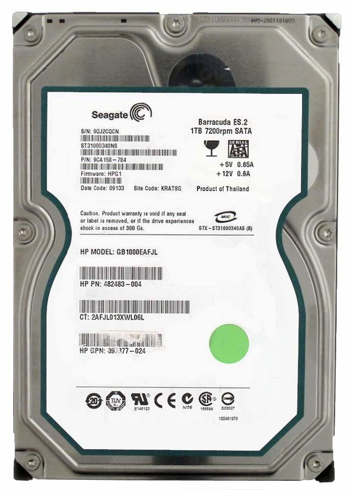 GB1000EAFJL HP 1TB 7200RPM SATA 3Gbps Midline Hot Swap 3.5-inch Internal Hard Drive