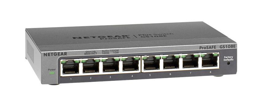 GS108E-100NAS-KIT NetGear ProSafe 8-Ports 10/100/1000Mbps RJ45 Gigabit Ethernet Desktop Switch (Refurbished)