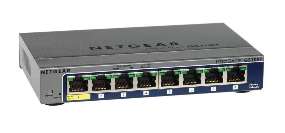 GS108T-200 NetGear ProSafe 8-Ports 10/100/1000Mbps Gigabit Ethernet Smart Switch (Refurbished)