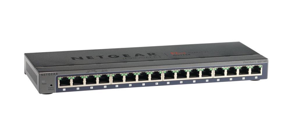 GS116E-100NAS-3 NetGear ProSafe Plus 16-Ports 10/100/1000Mbps RJ45 Gigabit Ethernet Switch (Refurbished)