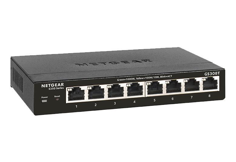 GS308T-100NAS Netgear S350 GS308T Ethernet Switch 8 x Gigabit Ethernet Network Manageable Twisted Pair 4 Layer Supported Desktop, Wall Mountable, Under Table (Refurbished)