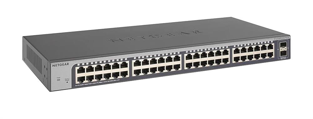 GS750E-100EUS NetGear 48-Ports 10/100/1000-T Manageable Rack-mountable Switch with 2 x SFP+ Expansion Slots (Refurbished)
