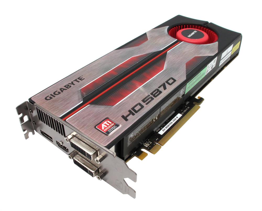 GV-R587D5-1GD-B GIGA-BYTE Radeon HD 5870 Graphics Card ATi Radeon HD 5870 850MHz 1GB GDDR5 SDRAM 256bit PCI Express 2.0 DVI-I, HDMI