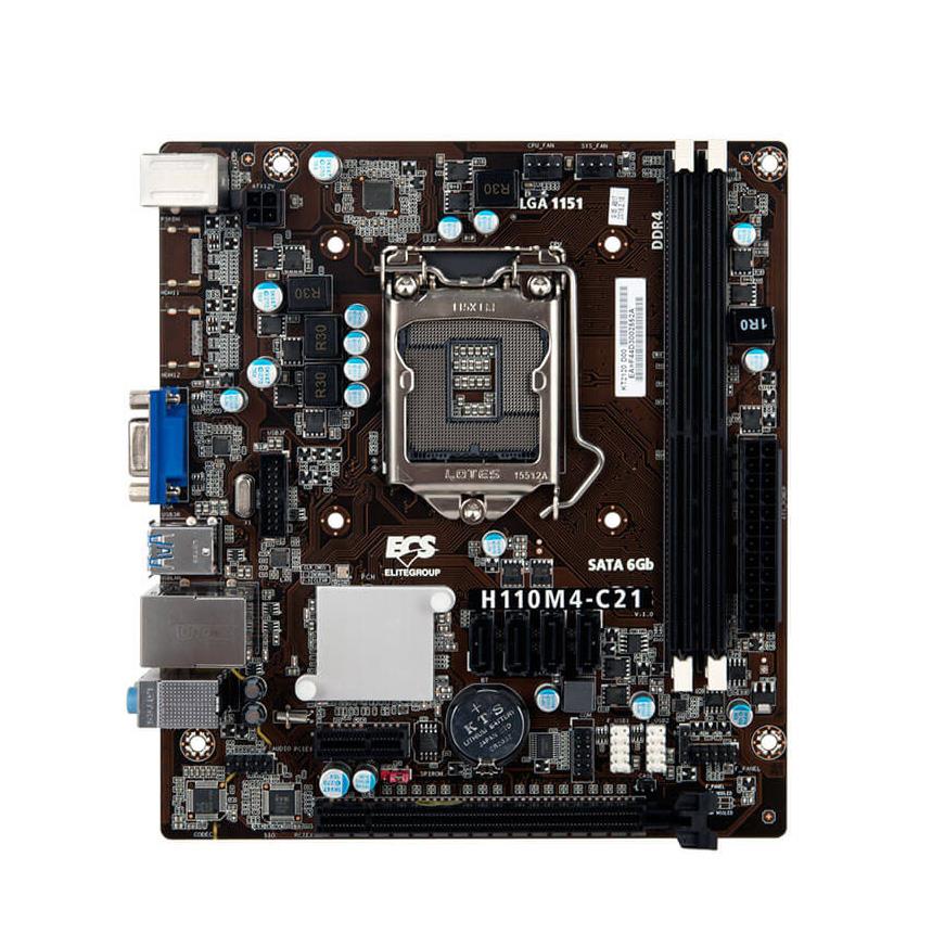 H110M4-C21 ECS Socket LGA 1151 Intel H110 Express Chipset 7th/6th Generation Core i7 / i5 / i3 / Pentium / Celeron Processors Support DDR4 2x DIMM 4x SATA3 6.0Gb/s Micro-ATX Motherboard (Refurbished)