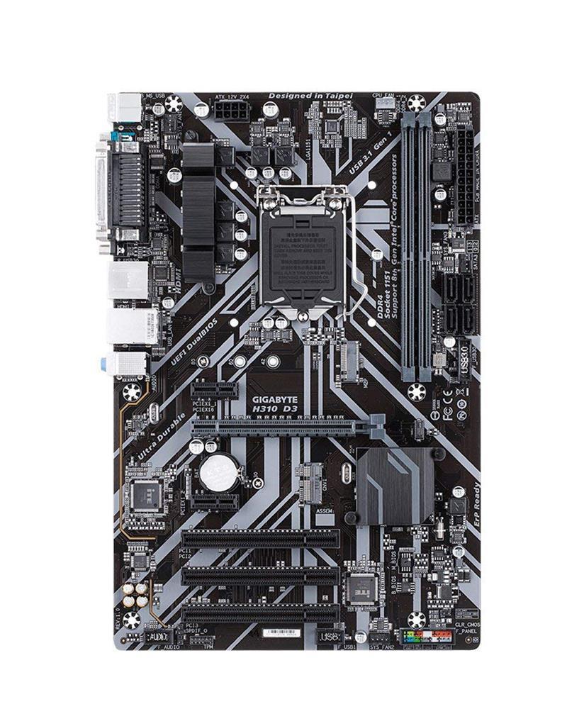 H310 D3 (rev. 1.0) Gigabyte Socket LGA 1151 Intel H310 Express Chipset 8th Generation Core i7 / i5 / i3 / Pentium / Celeron Processors Support DDR4 2x DIMM 4x SATA 6.0Gb/s ATX Motherboard (Refurbished)