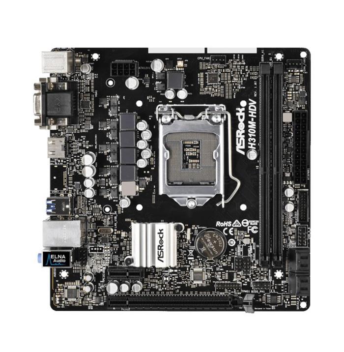 H310M-HDV ASRock Socket LGA 1151 Intel H310 Chipset 9th & 8th Generation Core i7 / i5 / i3 Processors Support DDR4 2x DIMM 4x SATA3 6.0Gb/s Micro-ATX Motherboard (Refurbished)