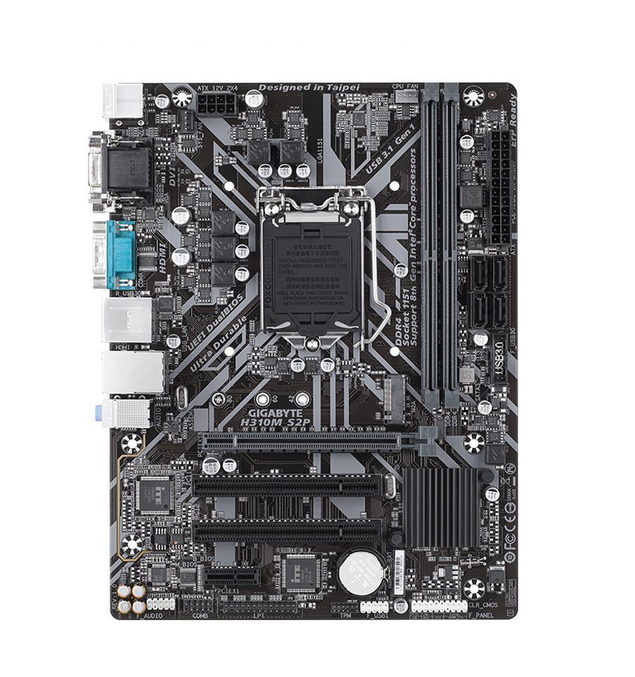H310M S2P Gigabyte Socket LGA 1151 Intel H310 Express Chipset 8th Generation Core i7 / i5 / i3 / Pentium / Celeron Processors Support DDR4 2x DIMM 4x SATA 6.0Gb/s Micro-ATX Motherboard (Refurbished)