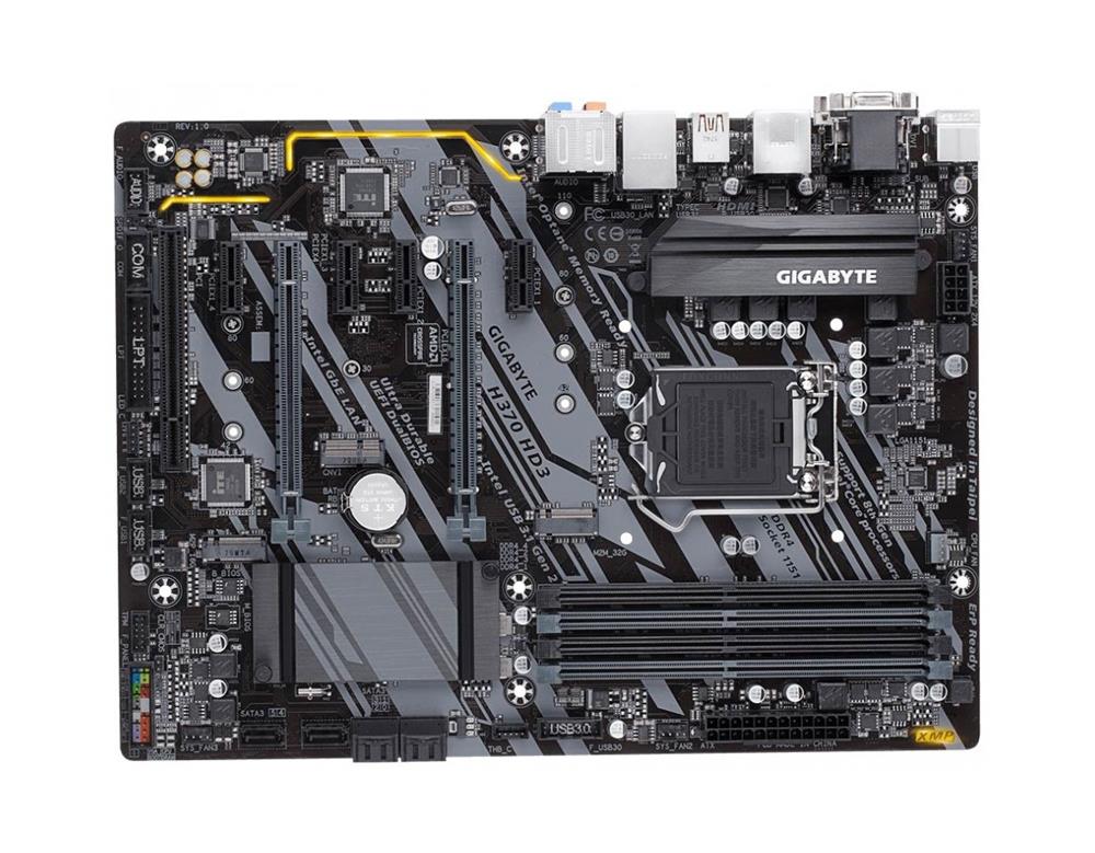 H370 HD3 Gigabyte Socket LGA 1151 Intel H370 Express Chipset 8th Generation Core i7 / i5 / i3 Processors Support DDR4 4x DIMM 6x SATA 6.0Gb/s ATX Motherboard (Refurbished)