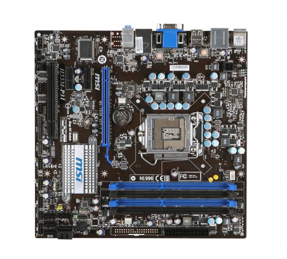 H55MP31763602S MSI H55M-ED55 Socket LGA 1156 Intel H55 Chipset Core i7 / i5 / i3 / Pentium Processors Support DDR3 4x DIMM 6x SATA 3.0Gb/s Micro-ATX Motherboard (Refurbished)