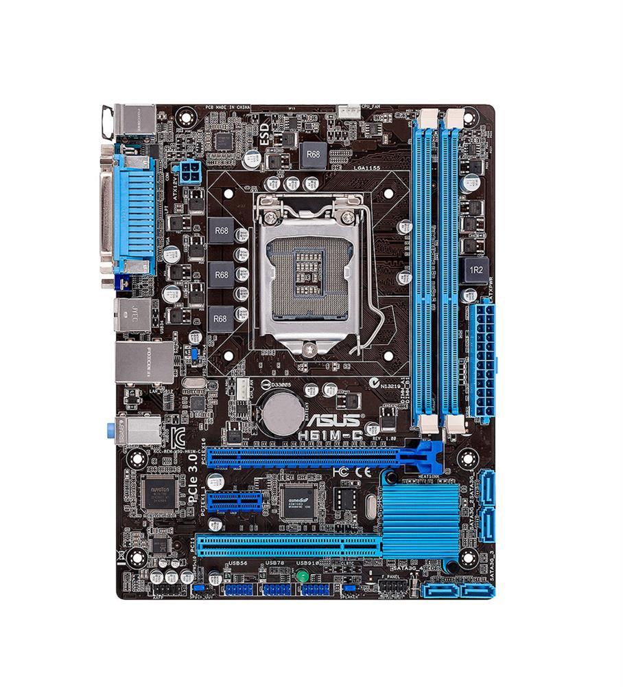 H61MC ASUS H61M-C Socket LGA 1155 Intel H61 Chipset 3rd/2nd Generation Core i7 / i5 / i3 / Pentium / Celeron Processors Support DDR3 2x DIMM 4x SATA 3.0Gb/s uATX Motherboard (Refurbished)
