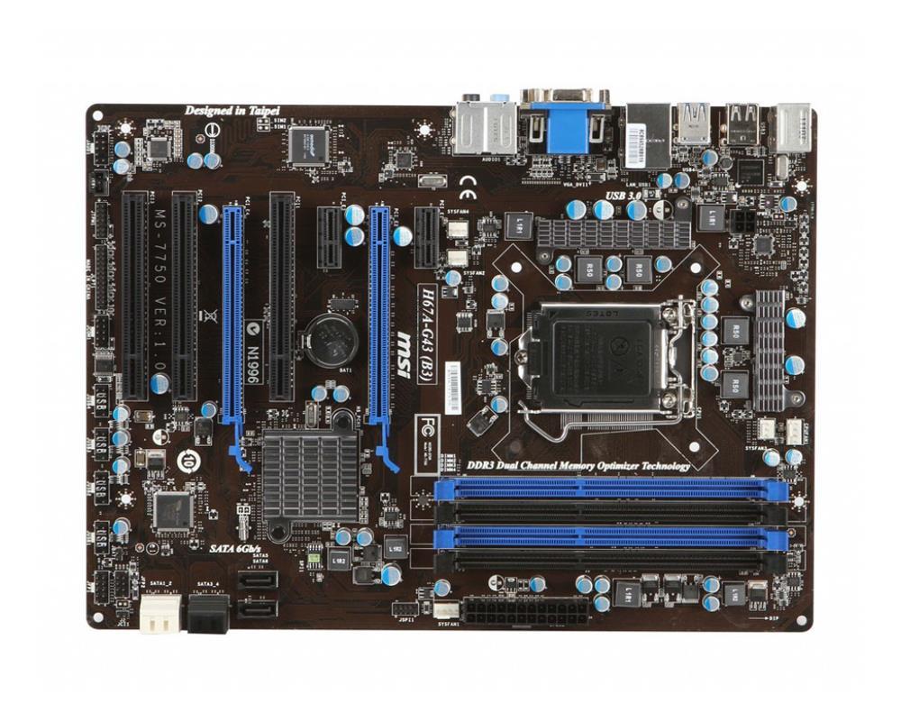 H67A-G43 MSI Socket LGA 1155 Intel H67 Express Chipset Core i7 / i5 / i3 Processors Support DDR3 4x DIMM 2x SATA 6.0Gb/s ATX Motherboard (Refurbished)