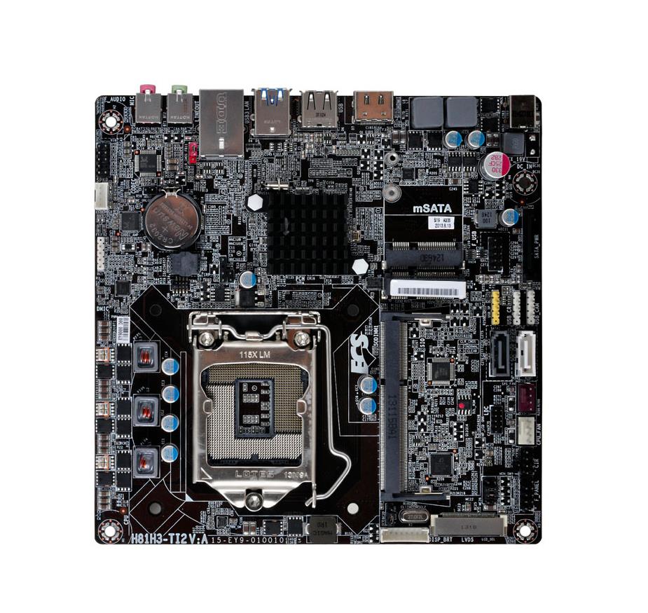 H81H3TI2 ECS Motherboard H81h3-ti2 Thin Mini-itx LGA1150 H81 DDR3 8GB Mini-PCi Express SATA Usb   (Refurbished)