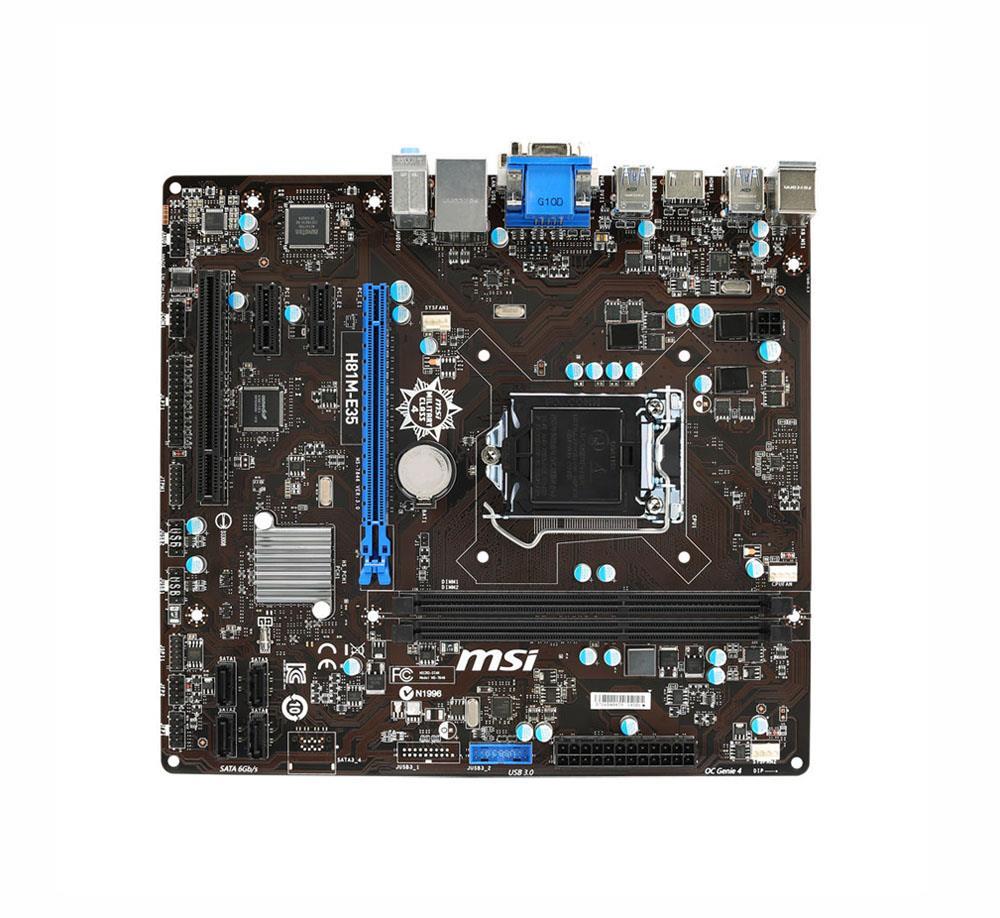 H81ME35 MSI H81M-E35 Socket LGA 1150 Intel H81 Chipset Intel Core i7/ i5 / i3 / Pentium / Celeron Processors Support DDR3 2x DIMM 2x SATA 3.0Gb/s Micro-ATX Motherboard (Refurbished)