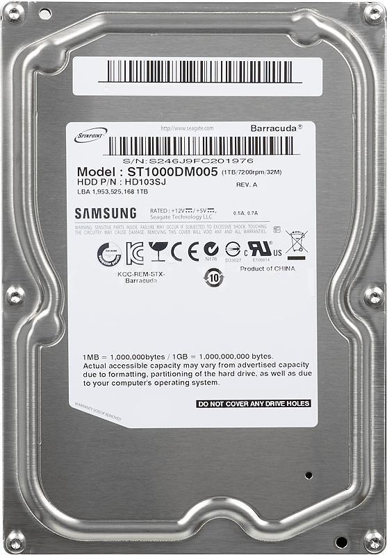 HD103SJ Samsung Spinpoint F3 1TB 7200RPM SATA 3Gbps 32MB Cache 3.5-inch Internal Hard Drive