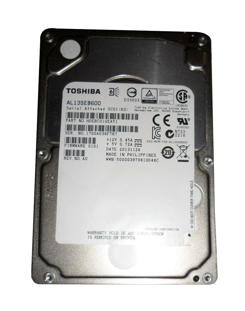 HDEBC01GEA51-RF Toshiba Enterprise Performance 600GB 10000RPM SAS 6Gbps 64MB Cache (512n) 2.5-inch Internal Hard Drive