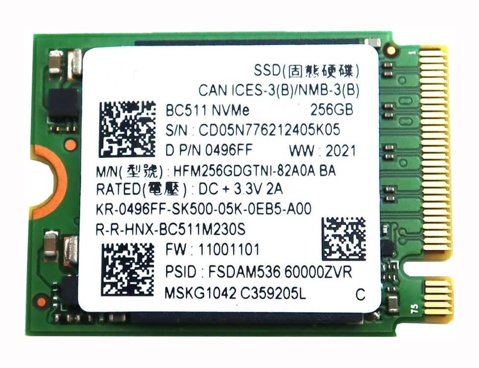 HFM256GDGTNI-82A0A Hynix BC511 Series 256GB PCI Express 3.0 NVMe M.2 2230 Internal Solid State Drive (SSD)