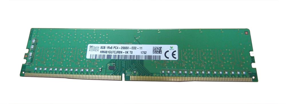 HMA81GU7CJR8N-VKT0 Hynix 8GB PC4-21300 DDR4-2666MHz ECC Unbuffered CL19 288-Pin DIMM 1.2V Single Rank Memory Module