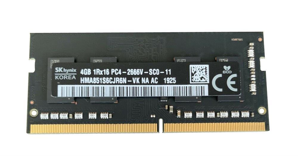HMA851S6CJR6N-VKNA Hynix 4GB PC4-21300 DDR4-2666MHz non-ECC Unbuffered CL19 260-Pin SoDimm 1.2V Single Rank Memory Module