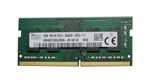 HMA851S6DJR6N-VKN0-AC Hynix 4GB PC4-21300 DDR4-2666MHz non-ECC Unbuffered CL19 260-Pin SoDimm 1.2V Single Rank Memory Module HMA851S6DJR6NVKN0AC