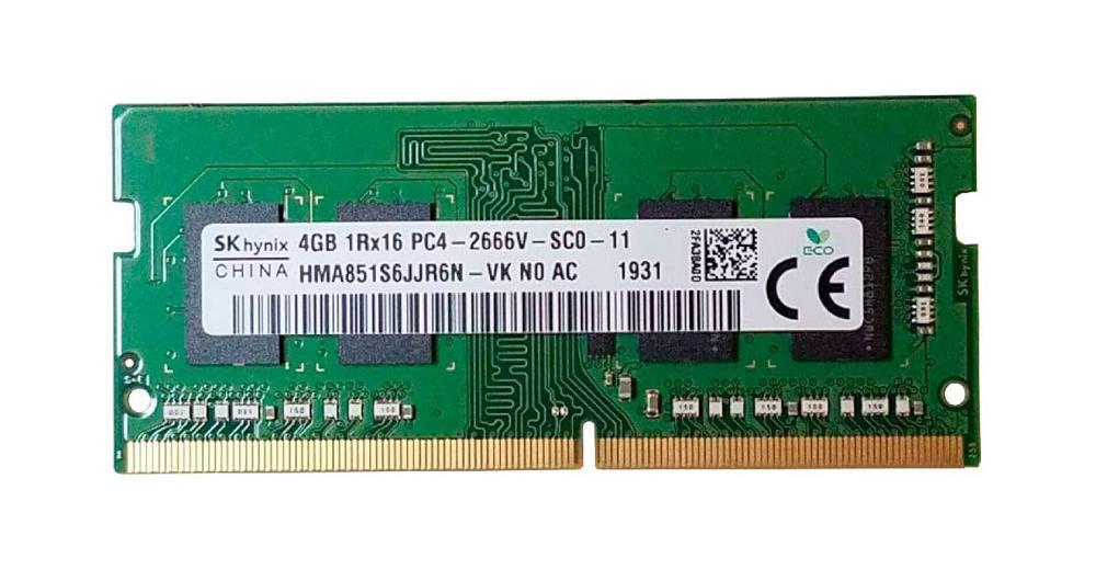 HMA851S6JJR6N-VKN0-AC Hynix 4GB PC4-21300 DDR4-2666MHz non-ECC Unbuffered CL19 260-Pin SoDimm 1.2V Single Rank Memory Module