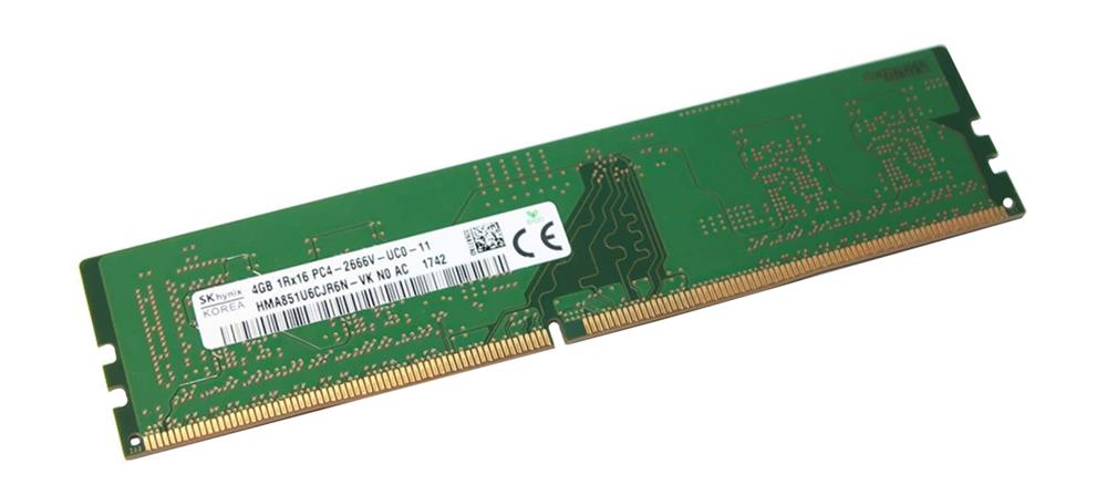 HMA851U6CJR6N-VK Hynix 4GB PC4-21300 DDR4-2666MHz non-ECC Unbuffered CL19 288-Pin DIMM 1.2V Single Rank Memory Module