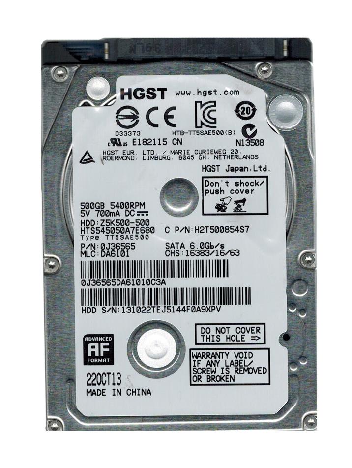 HTS545050A7E680 HGST Hitachi Travelstar Z5K500 500GB 5400RPM SATA 6Gbps 8MB Cache (512e) 2.5-inch Internal Hard Drive