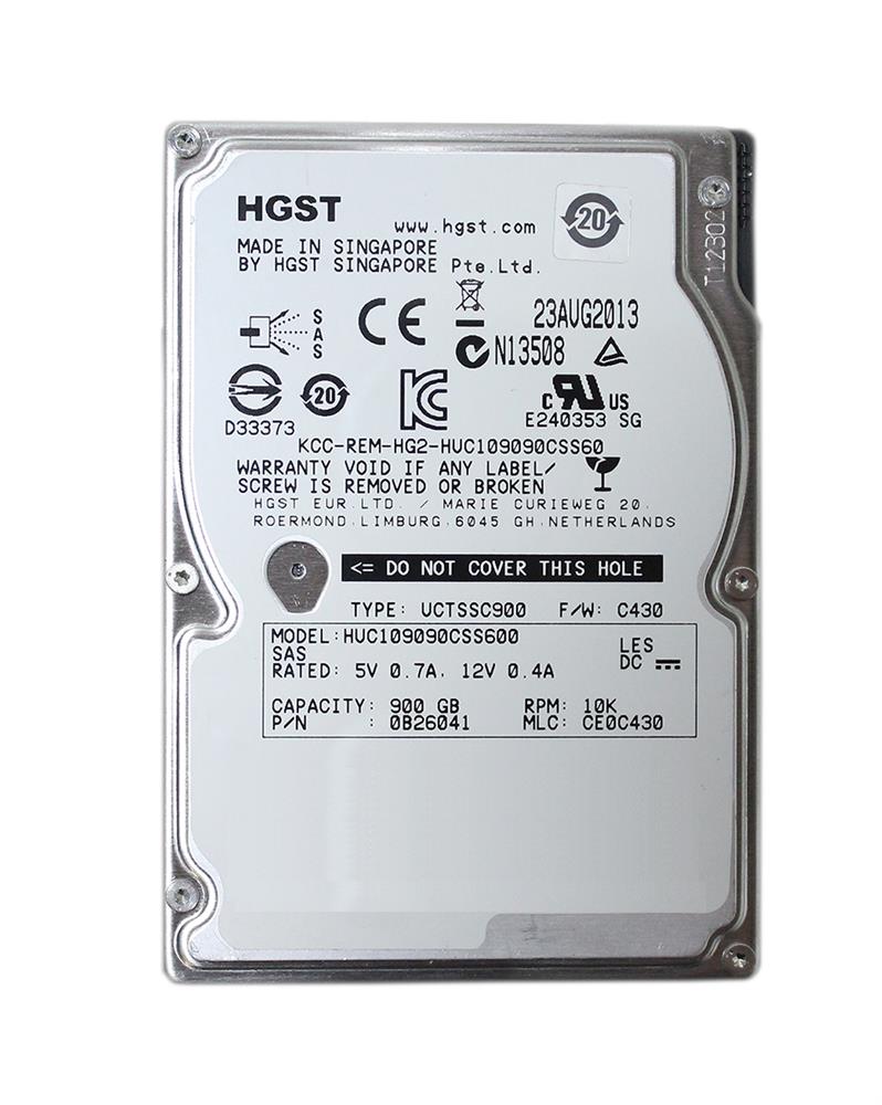 HUC109090CSS600 HGST Hitachi Ultrastar C10K900 900GB 10000RPM SAS 6Gbps 64MB Cache 2.5-inch Internal Hard Drive
