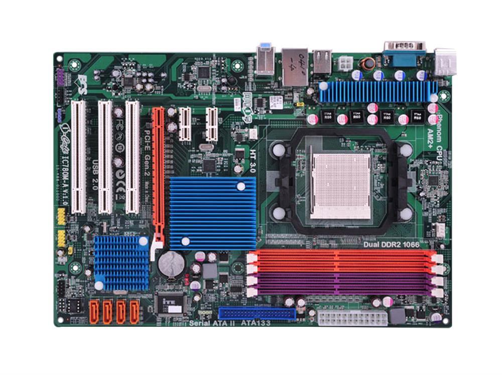 IC780MA ECS Socket AM2+ AMD 770G + SB700 Chipset AMD Phenom II/ Phenom/ AMD Athlon 64 FX/ Athlon 64 X2 Dual-Core/ Athlon 64/ AMD Sempron Processors Support DDR2 4x DIMM 4x SATA 3.0Gb/s ATX Motherboard (Refurbished)