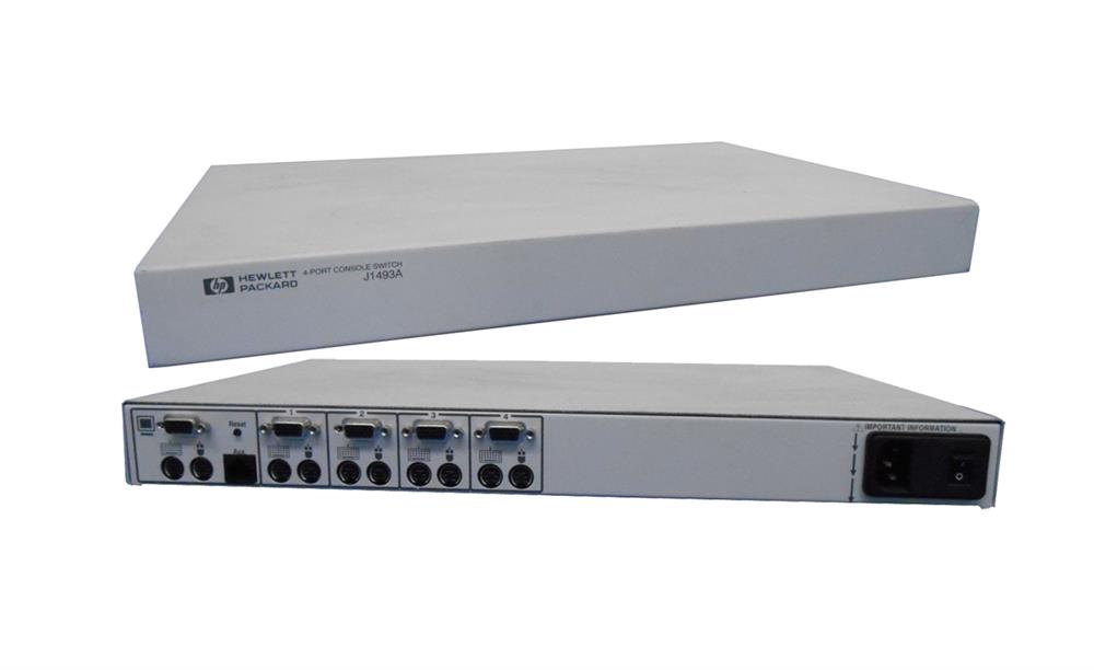 J1493A HP 4-Ports Console Switch Connect up to 4 Computers to a Single Monitor Keyboard and Mouse Quartz Gray (Refurbished)