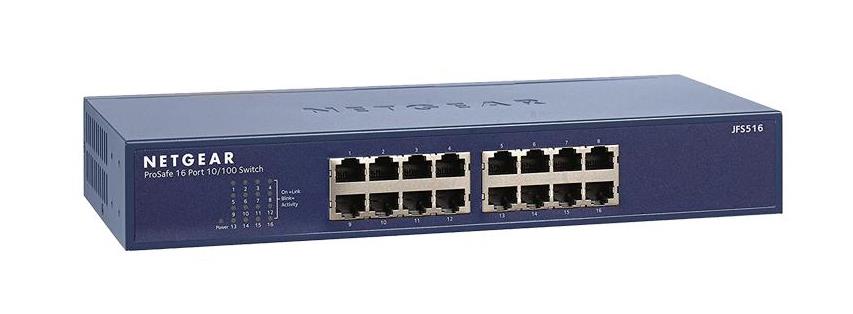 JFS516 NetGear ProSafe 16-Ports 10/100Mbps RJ45 Fast Ethernet Rackmount Switch (Refurbished)