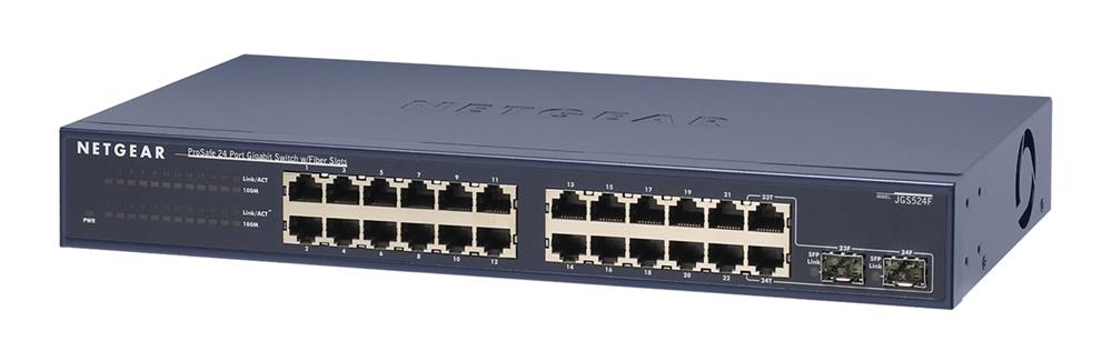 JGS524FNA NetGear ProSafe 24-Ports 10/100/1000Mbps RJ45 Gigabit Rackmount Switch With 2 SFP Slots (Refurbished)
