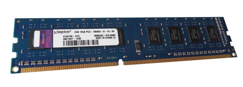 K1N7HK-HYC Kingston 2GB PC3-10600 DDR3-1333MHz non-ECC Unbuffered CL9 240-Pin DIMM Single Rank x8 Memory Module