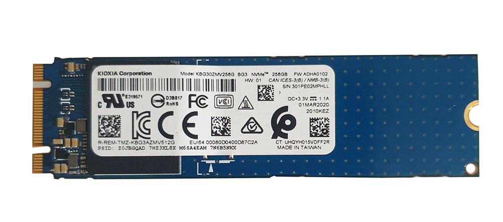 KBG30ZMV256G Toshiba 256GB TLC PCI Express 3.0 x2 NVMe M.2 2280 Internal Solid State Drive (SSD)