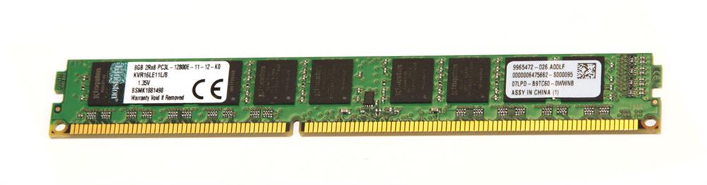 KVR16LE11L/8 Kingston 8GB PC3-12800 DDR3-1600MHz ECC Unbuffered CL11 240-Pin DIMM Very Low Profile (VLP) 1.35V Low Voltage Memory Module w/TS