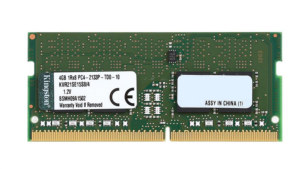KVR21SE15S8/4 Kingston 4GB PC4-17000 DDR4-2133MHz ECC Unbuffered CL15 260-Pin SoDimm 1.2V Single Rank Memory Module