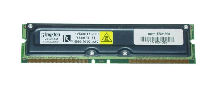 KVR800X16/128 Kingston 128MB RDRAM PC800 800MHz Non-ECC 184-Pin RIMM Memory Module