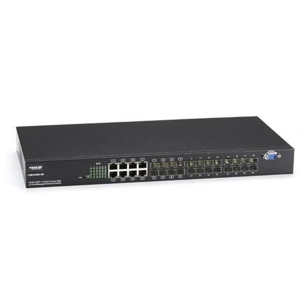LGB1005A-R2 Black Box 24-Ports L2 Managed Ethernet Switch (24) SFP Slots + (8) 10/100/1000Base-TX Copper Ports (Refurbished)