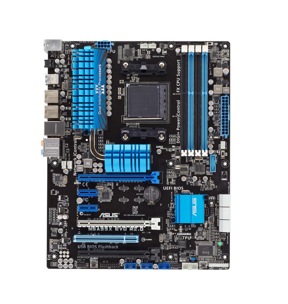M5A99X-E R2.0 ASUS Socket AM3+ AMD 990X/ SB950 Chipset AMD FX Phenom II/ AMD Athlon II/ AMD Sempron Processors Support DDR3 4x DIMM 6x SATA 6.0Gb/s ATX Motherboard (Refurbished)