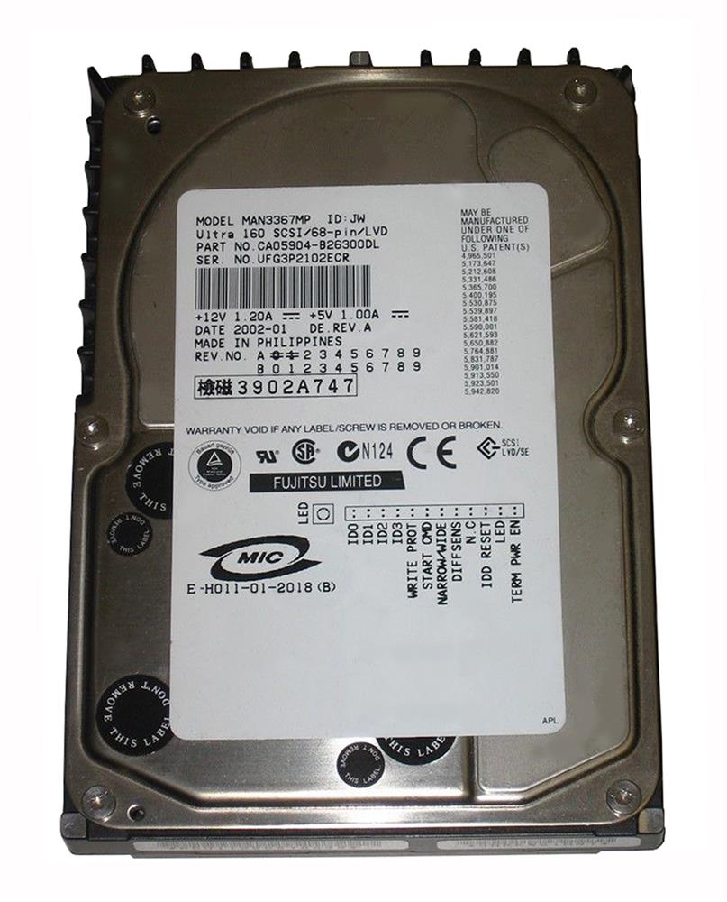 MAN3367MP Fujitsu Enterprise 36.7GB 10000RPM Ultra-160 SCSI 68-Pin 8MB Cache 3.5-inch Internal Hard Drive